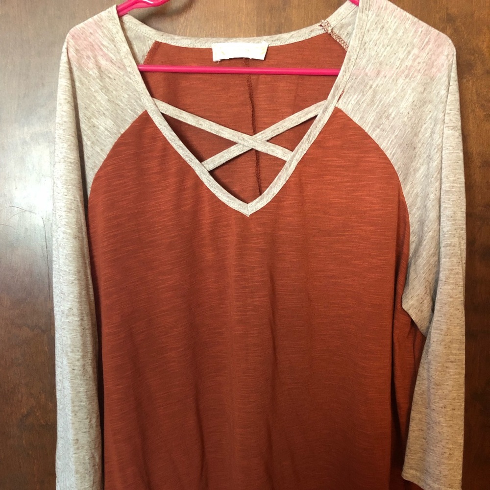 3/4 Sleeve Burnt Orange Shirt